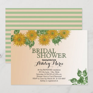 Rustic Bridal Shower Floral Leaves Golden Ombre Invitation