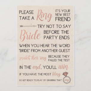 Rustic Bridal Shower Game- Pick a Ring Invitation