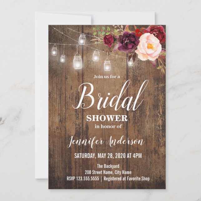 Rustic Bridal Shower Invitation (Front)