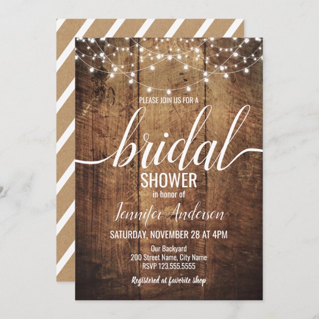 Rustic Bridal Shower Invitation (Front/Back)