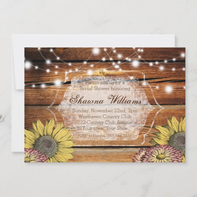 Rustic Bridal Shower Invitation | Barn Wood (Front)