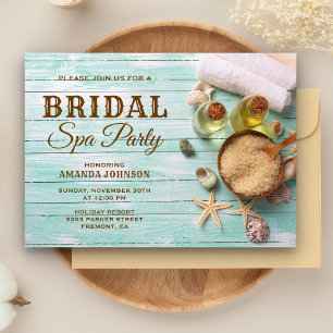 Rustic Bridal Shower Mint Spa Party Invitation