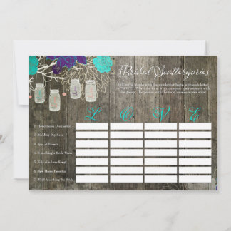 Rustic Bridal Shower Scattergories Love Game