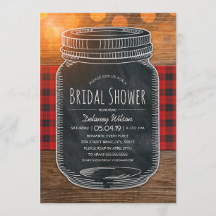 Rustic Bridal Shower Vintage Chalkboard Mason Jar Invitation