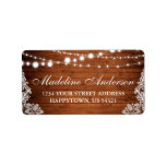 Rustic Bridal Shower Wood Lights Lace Address Label<br><div class="desc">Rustic Bridal Shower Wood and String Lights Lace Address Labels</div>