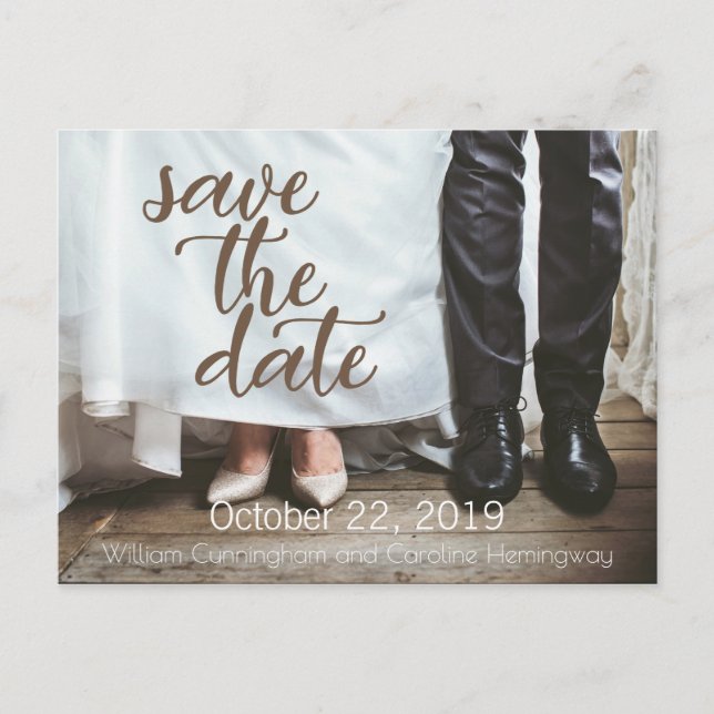 Rustic Bride and Groom Shoes Save the Date Announcement Postcard (Front)
