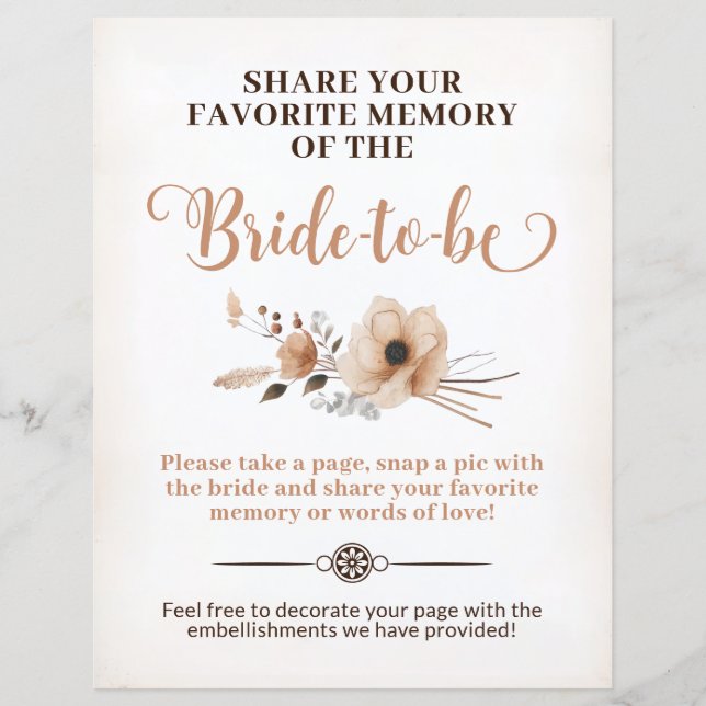 Rustic Bride to be Memory Game Sign  (Front)