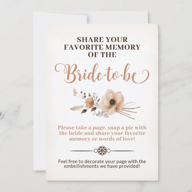 Rustic Bride to be Memory Game Sign Card (Front)