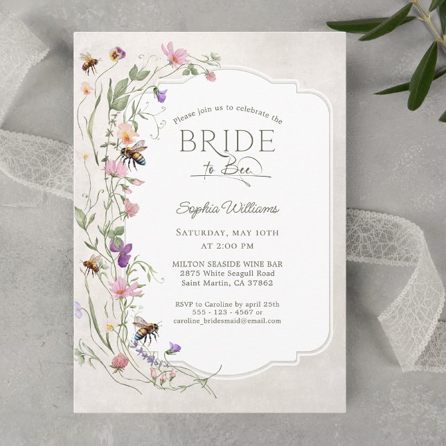 Rustic Bride to Bee Wildflower Bridal Shower Invitation (Creator Uploaded)