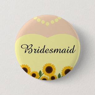 Rustic Bridesmaid Sunflowers Wedding Pin