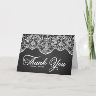 Rustic Brocade Lace Wedding Thank You Card
