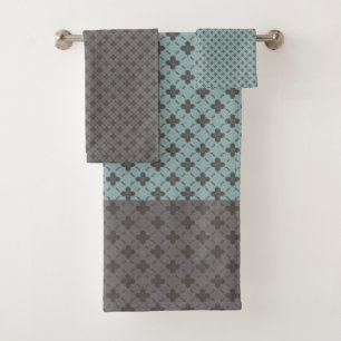 Rustic Bronze Flowers Pattern Bath Towel Set
