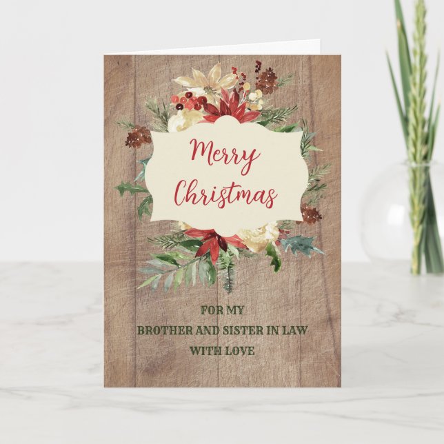 Rustic Brother and Sister in Law Merry Christmas Card (Front)