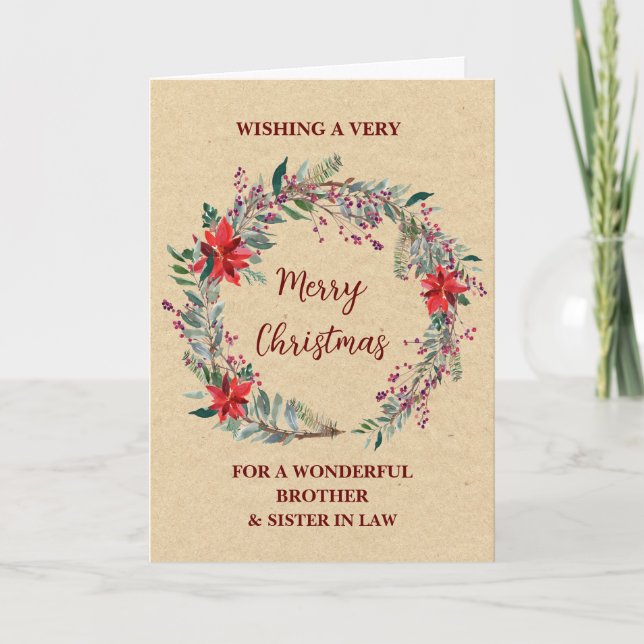 Rustic Brother & Sister in Law Merry Christmas Card (Front)