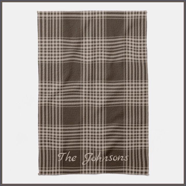 Rustic Brown and Beige Plaid  Tea Towel (Creator Uploaded)