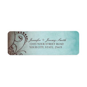 Rustic Brown and Teal Bohemian Return Address Label
