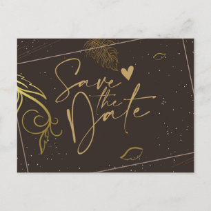 Rustic brown and white Save the Date Announcement Postcard
