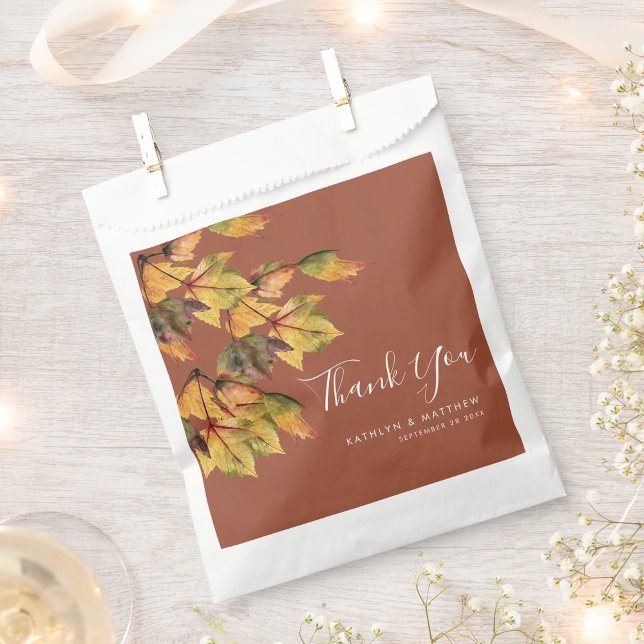 Rustic Brown Autumn Foliage Fall Wedding Favour Bag (Creator Uploaded)