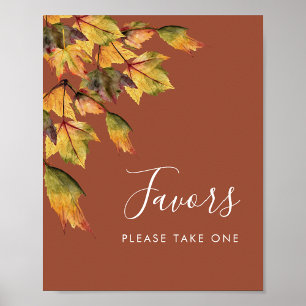 Rustic Brown Autumn Foliage Fall Wedding Favours  Poster