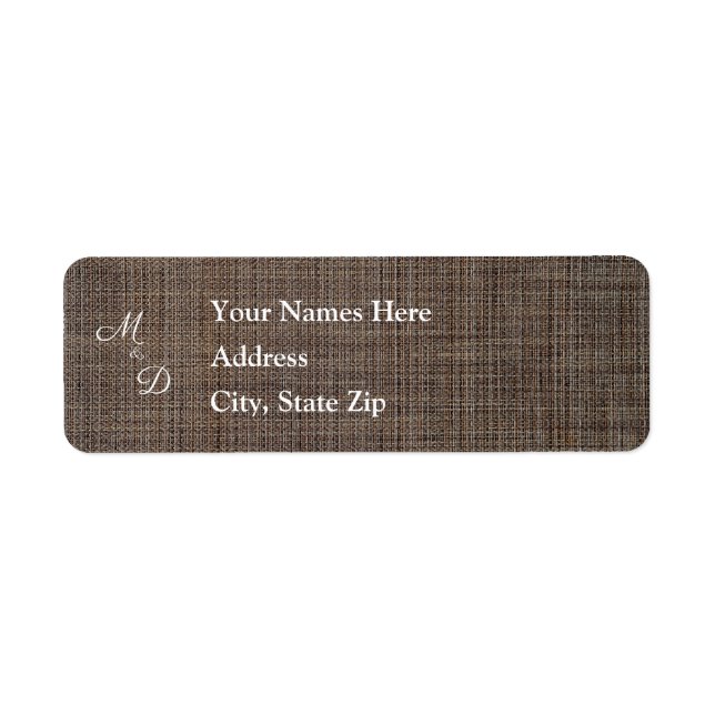 Rustic Brown Background Wedding Address Label Return Address Label (Front)