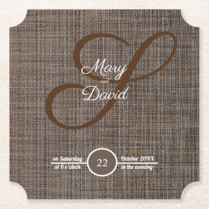 Rustic Brown Background Wedding Paper Coaster