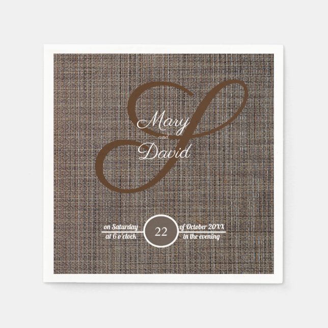 Rustic Brown Background Wedding Paper Napkins (Front)