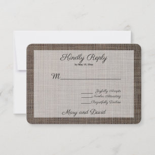 Rustic Brown Background Wedding RSVP Card