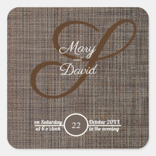 Rustic Brown Background Wedding Stickers