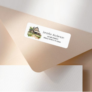 Rustic Brown Barn Farm Address Return Address Label