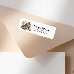 Rustic Brown Barn Farm Address Return Address Label