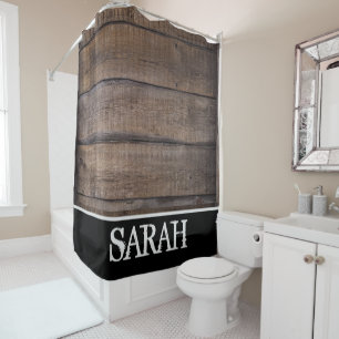 Rustic Brown Barn Farmhouse Name Custom   Shower Curtain