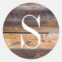 Rustic Brown Barn Wood Texture Monogram