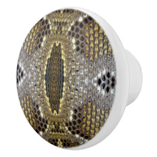 Rustic brown beige animal print snake skin ceramic knob