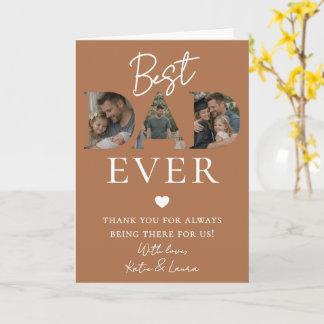 Rustic Brown Best Dad Ever Photo Fathers Day Card