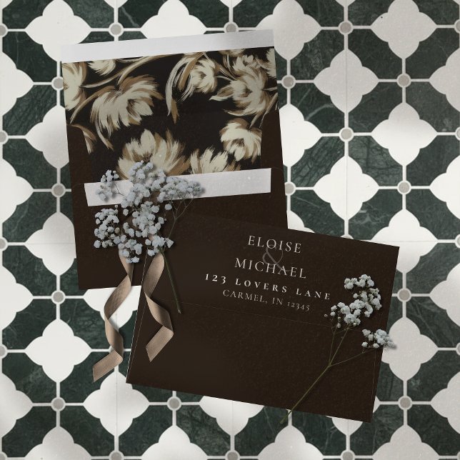 Rustic Brown Botanical Wedding Envelope (Rustic Brown Botanical Wedding Envelope)