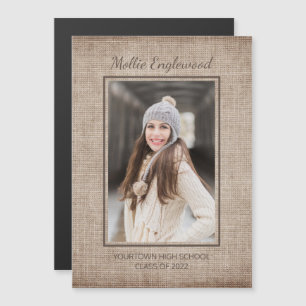 Rustic Brown Burlap Linen Graduation Announcement