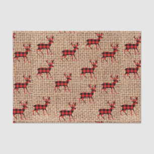 Rustic Brown Burlap Red Plaid Countryside Deer Tissue Paper