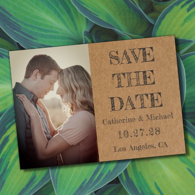 Rustic Brown Cardboard Photo   Save The Date (Creator Uploaded)