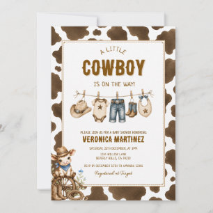 Rustic Brown Cow Print Baby Shower  Invitation