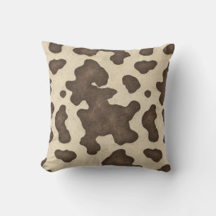 Rustic Brown Cow Print Country Western Rodeo Cushion