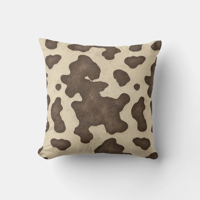 Rustic Brown Cow Print Country Western Rodeo Cushion (Front)