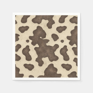 Rustic Brown Cow Print Country Western Rodeo Party Napkin