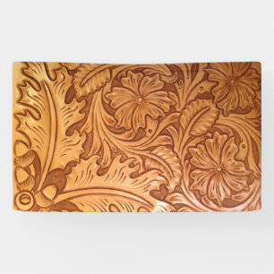 Rustic brown cowboy fashion western leather banner