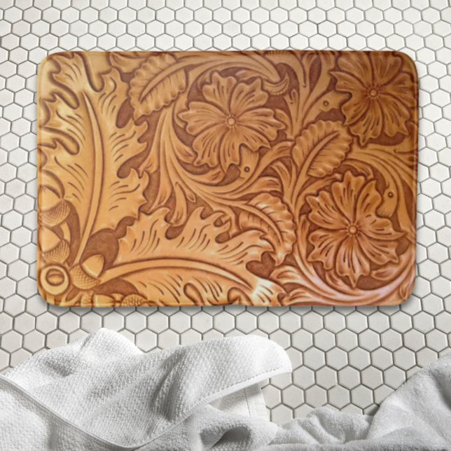 Rustic brown cowboy fashion western leather bath mat (Rustic brown cowboy fashion western leather bath mat)