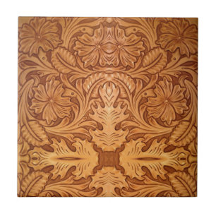Rustic brown cowboy fashion western leather ceramic tile