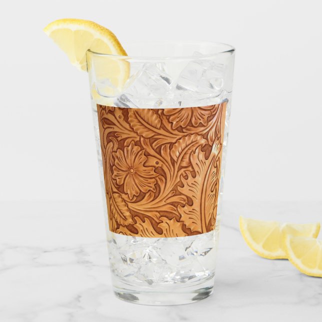 Rustic brown cowboy fashion western leather glass (Front Ice)