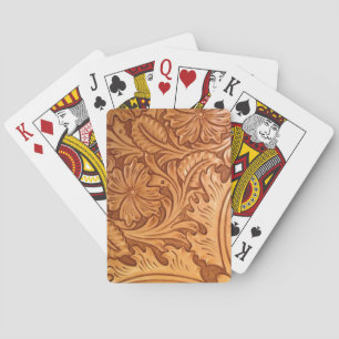 Rustic brown cowboy fashion western leather playing cards