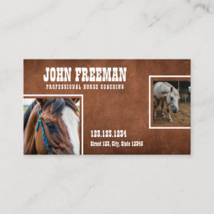 Rustic Brown Distressed Texture Horses Photos Business Card