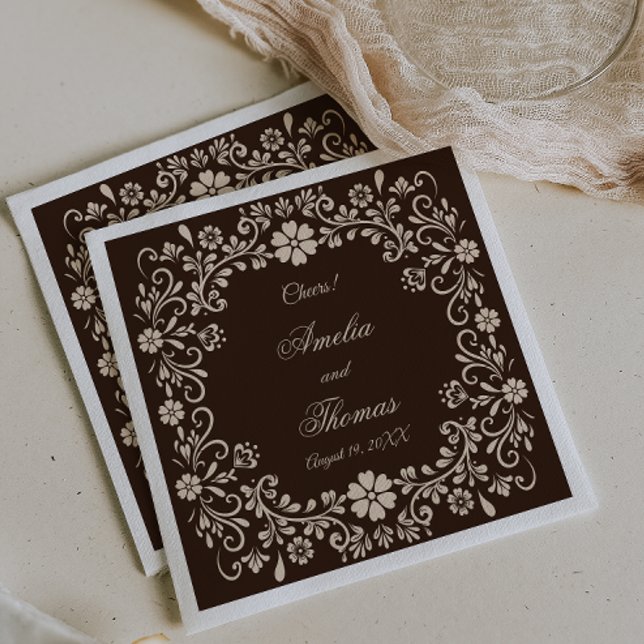 Rustic Brown Elegant Wedding  Napkin (Creator Uploaded)