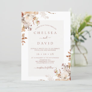 Rustic Brown Fall Floral Wedding Invitation
